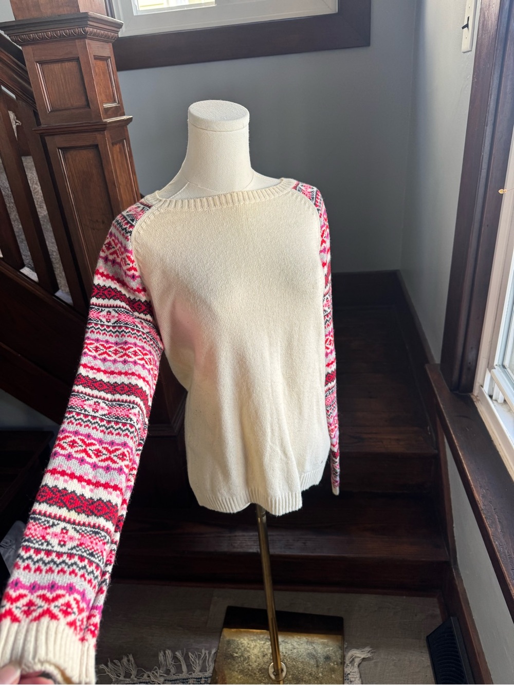 Tommy Hilfiger Pink & White Fair Isle Knit Sweater